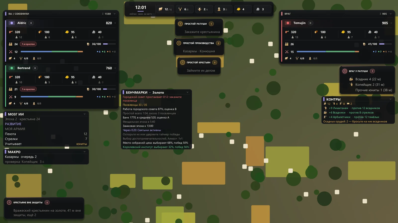 Превью HUD AOE4HOOK с примером данных